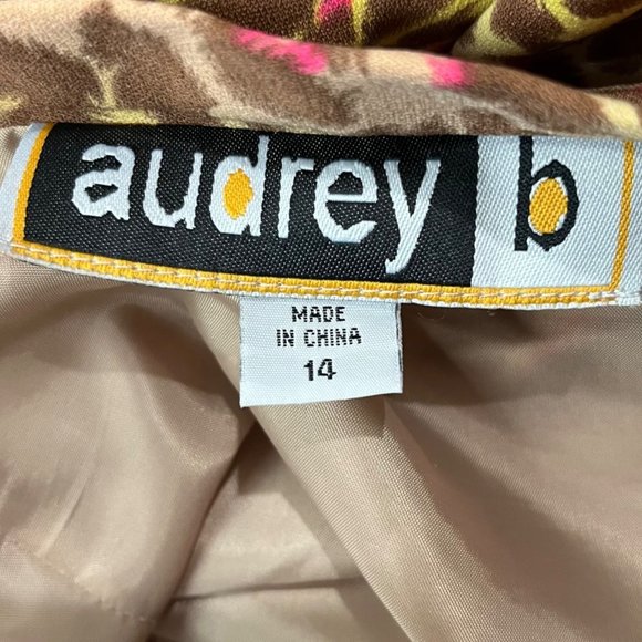 Audrey B Midi Skirt Womens Yellow Pink Cheetah Pleated Side Zip Lined Size 14 - Picture 10 of 11